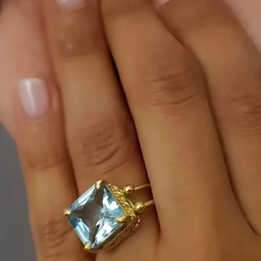 Ocean blue size 7 ring - Picture 2 of 8
